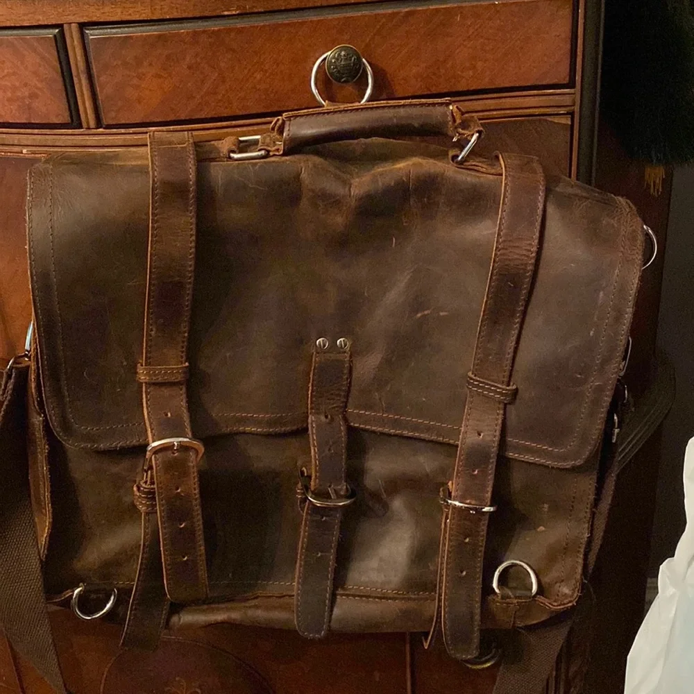 Kattee leather vintage briefcase 17x14x8”
